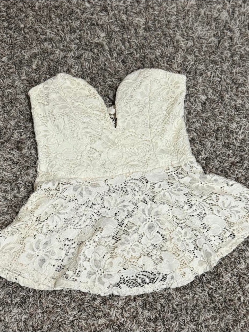 Chocolate White Lace Peplum Formal top for women